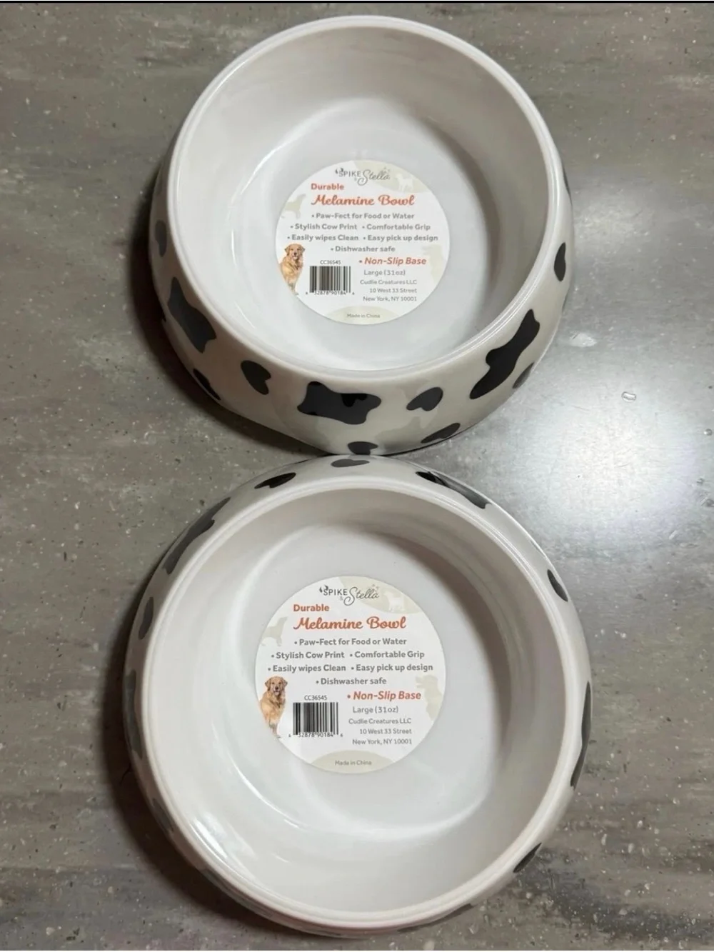 Spike & Stella Large Cow Print Durable Melamine Bowls - Set of 2